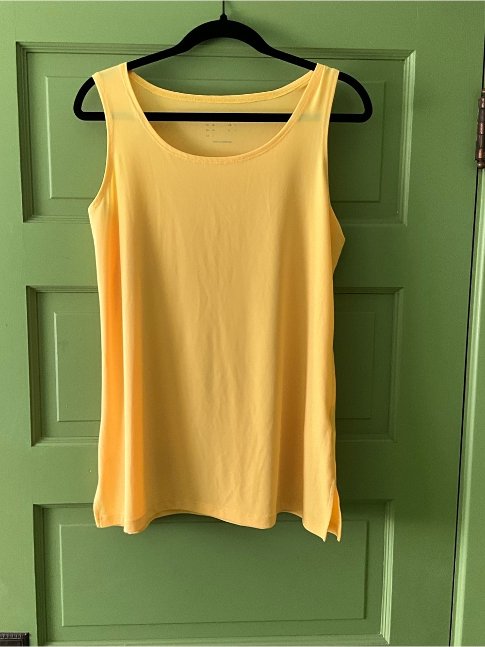 Susan Graver Essentials Liquid Knit Scoop Neck Yellow Tank Top Size L